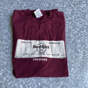 Hard Rock Cafe Cologne‎ Germany T-Shirt Short Sleeve Maroon Red XL